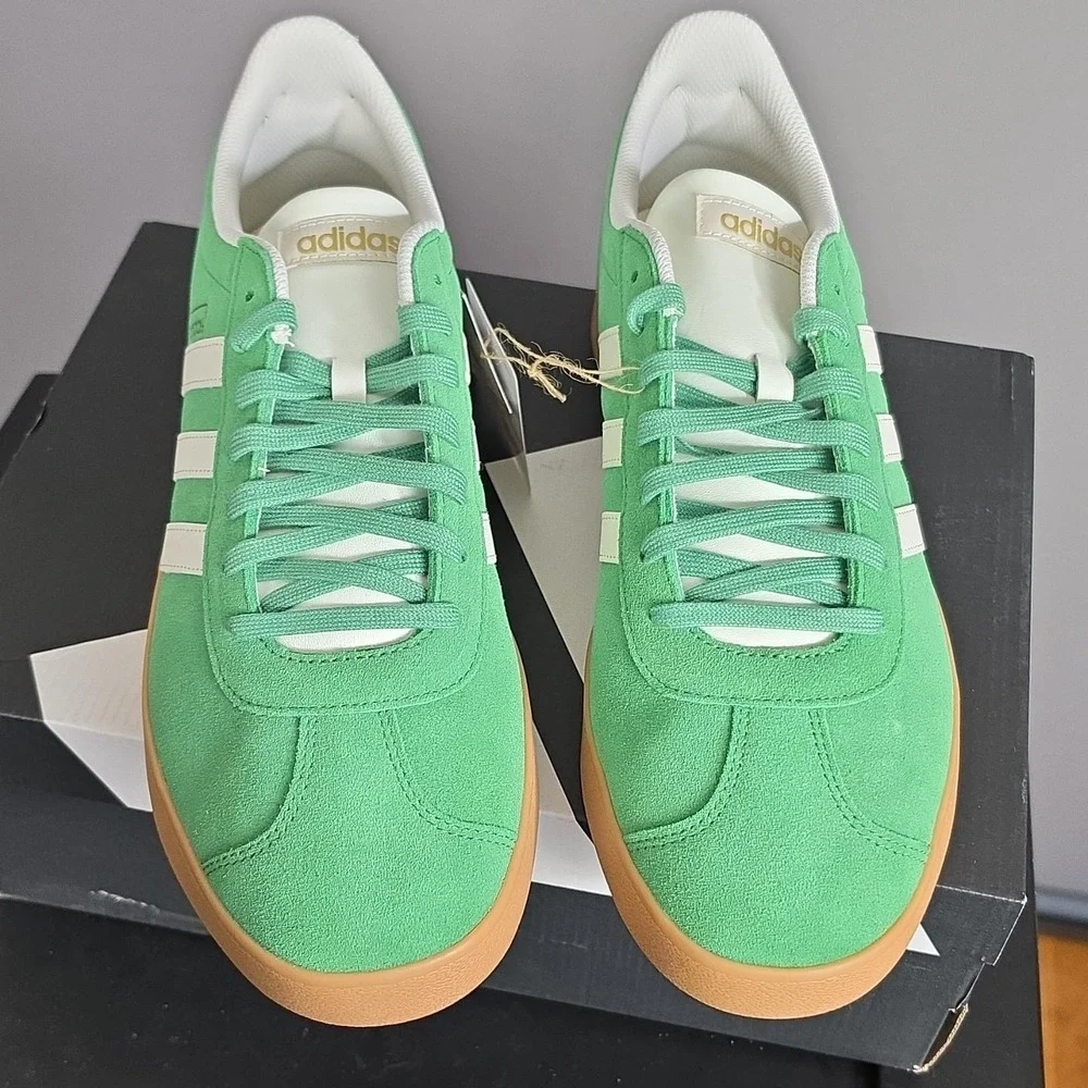 Adidas VL Court 2.0 Green Suede Gum Sole Mens Sneakers JH5077 Size 12 New